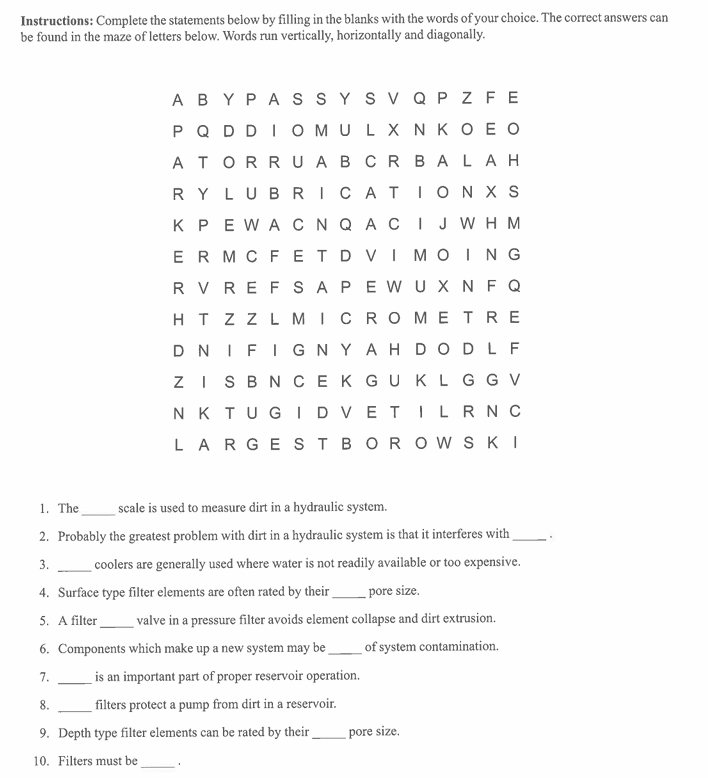 Instructions: Complete the statements below by