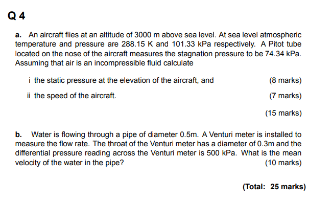 Q 4 a . An aircraft flies at an altitude of 3 0 0