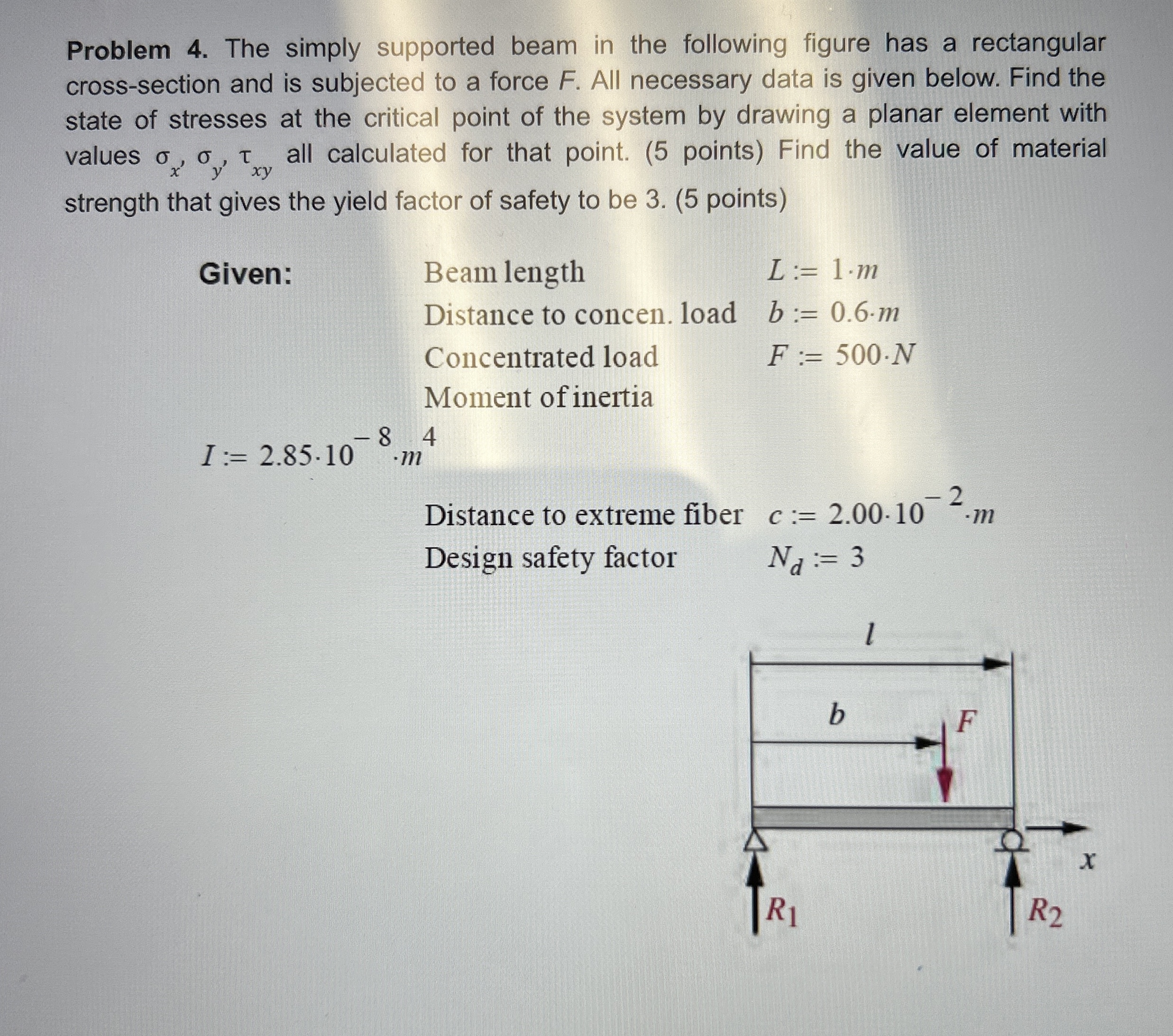 Problem 4 . The simply supported beam in the
