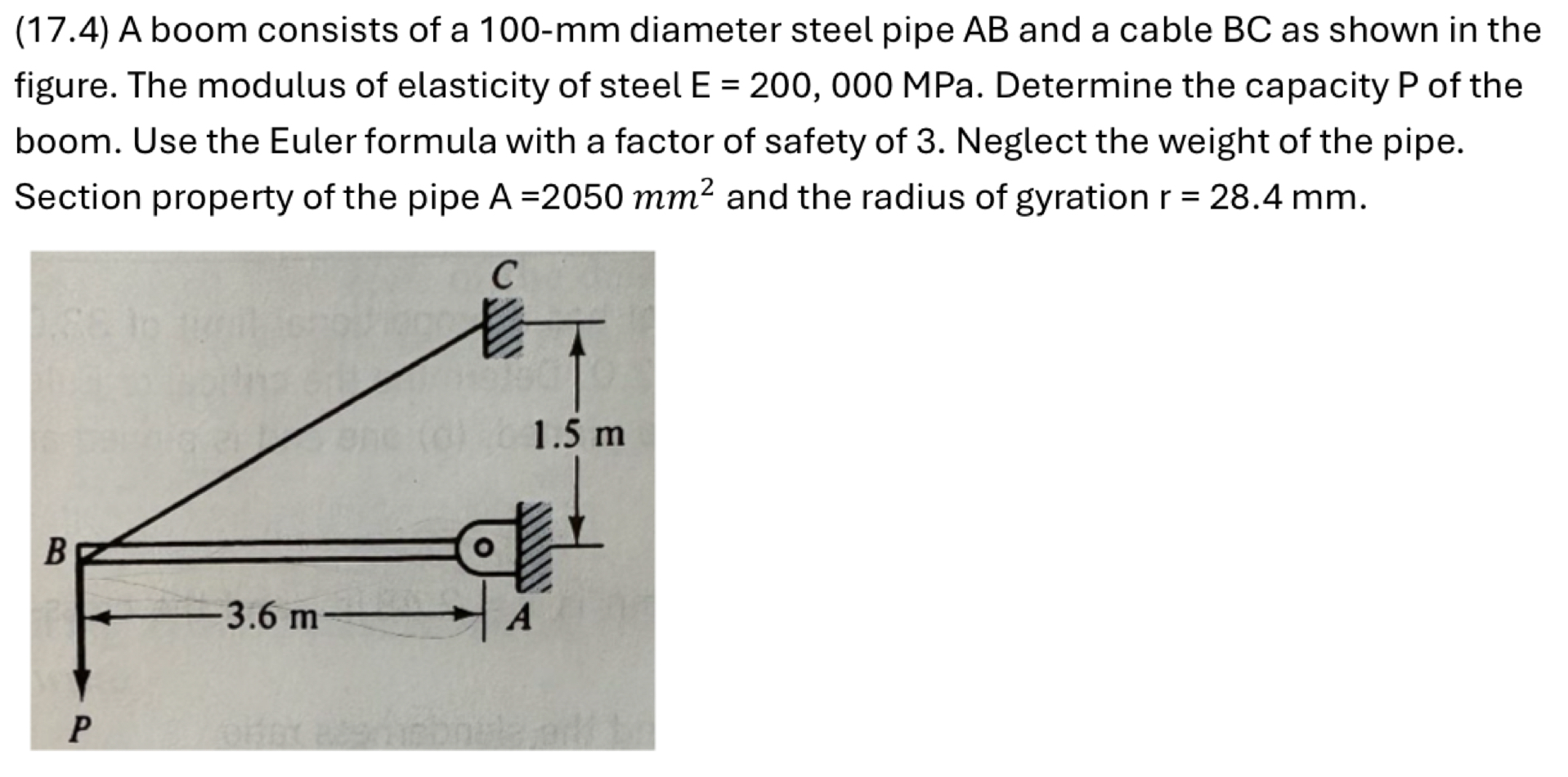 ( 1 7 . 4 ) \ ( A \ ) boom consists of a 1 0 0 -