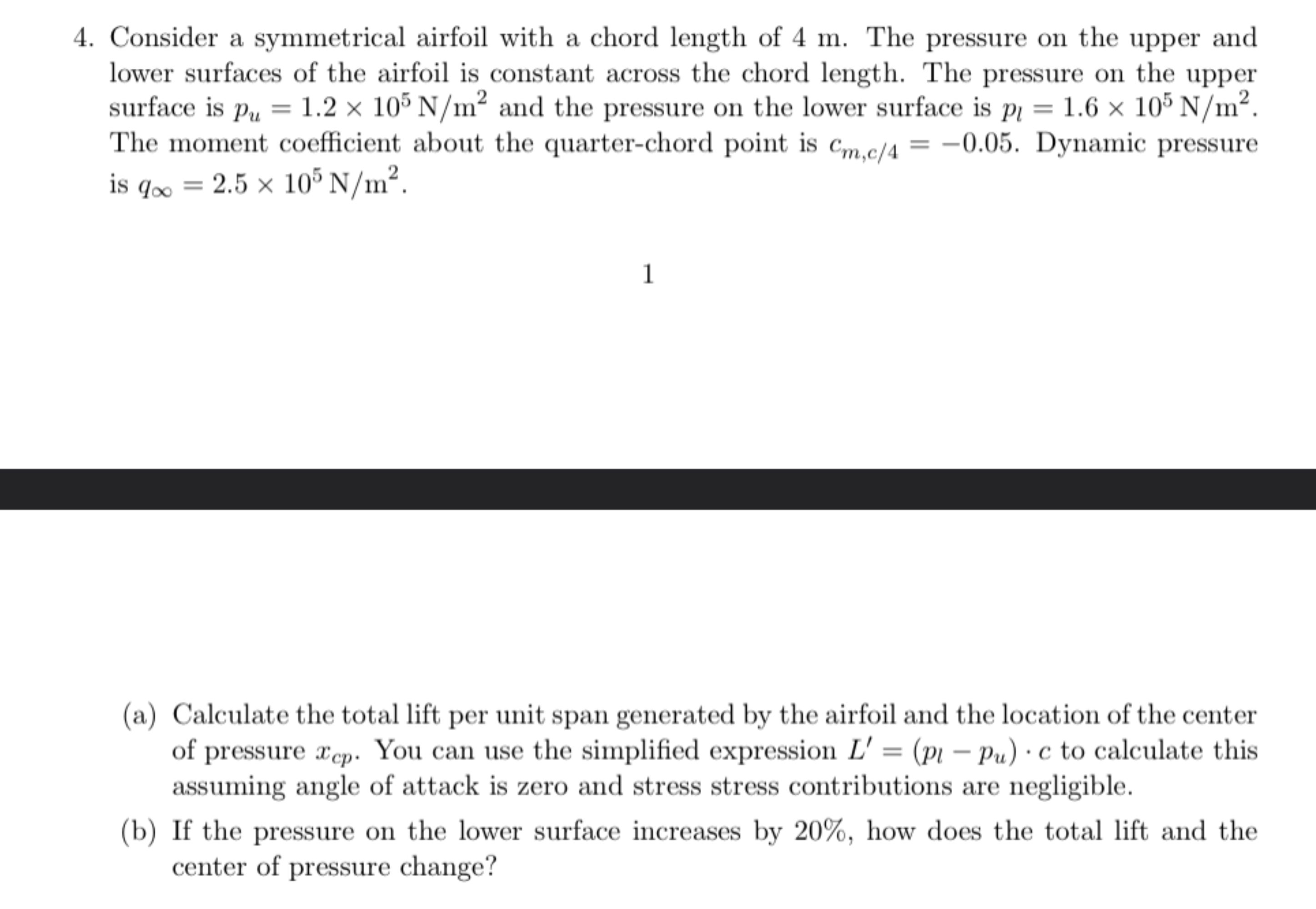 Consider a symmetrical airfoil with a chord