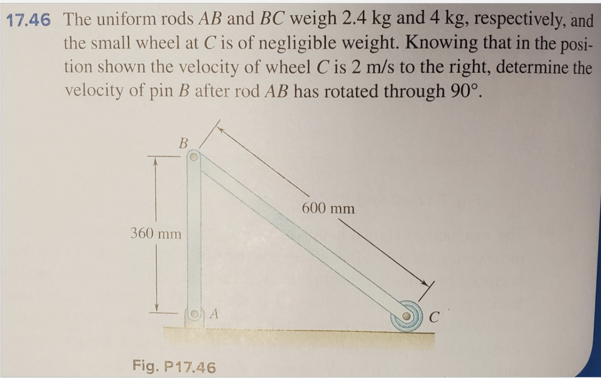 1 7 . 4 6 The uniform rods \ ( A B \ ) and \ ( B