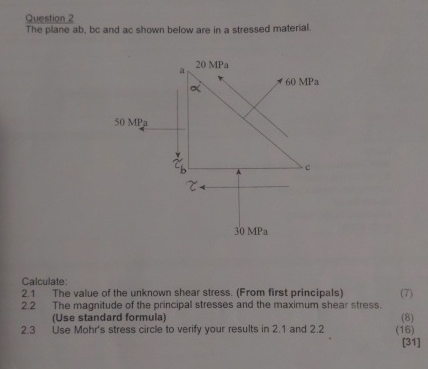 Question 2 The plane ab , bc and ac shown below