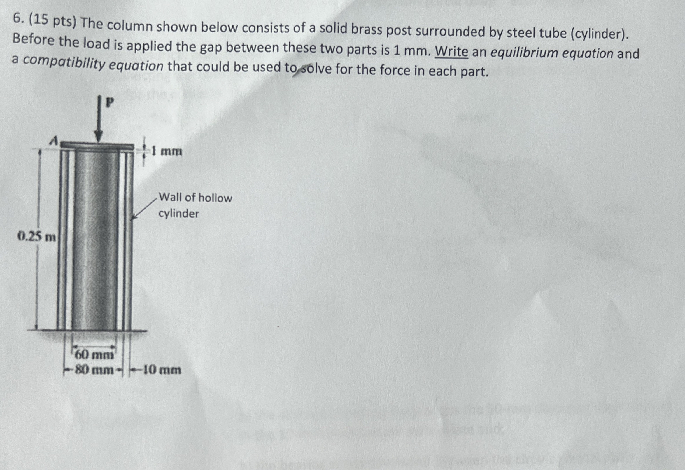 ( 1 5 pts ) The column shown below consists of a