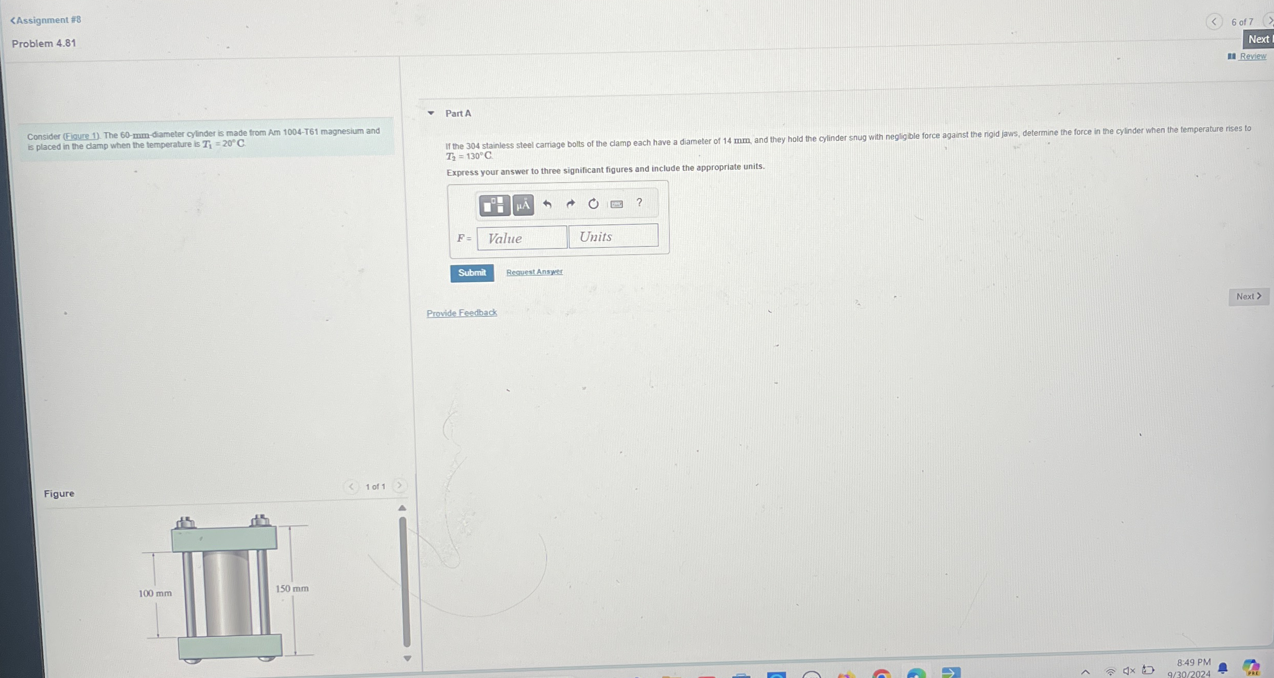 Part A If the 3 0 4 stainless steel carriage