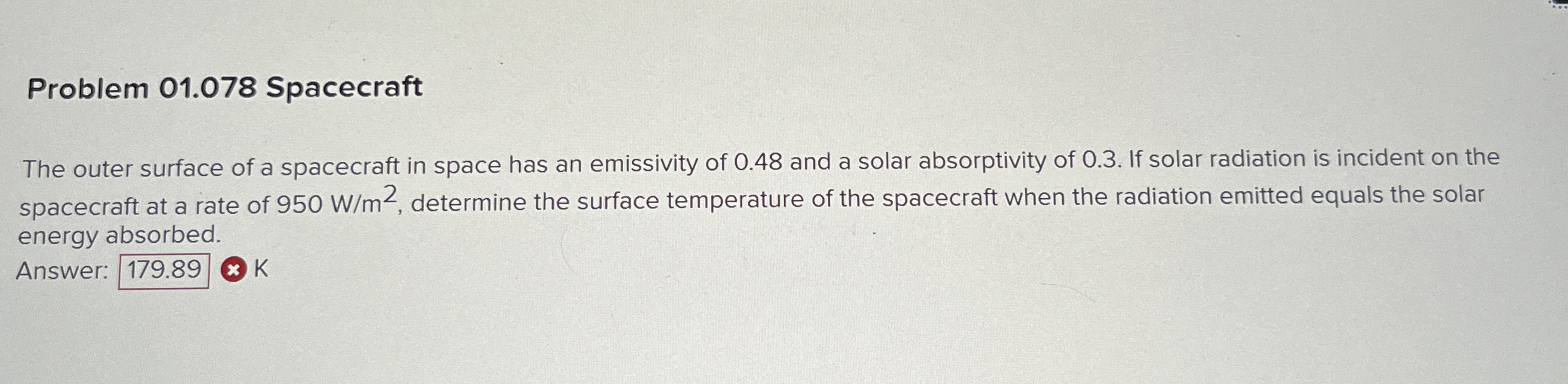 Problem 0 1 . 0 7 8 Spacecraft The outer surface