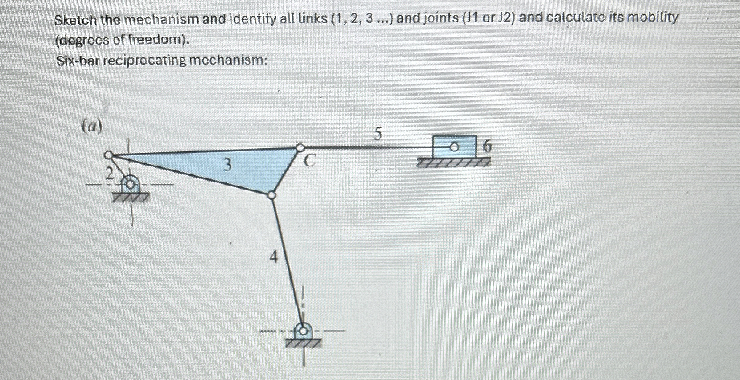 Sketch the mechanism and identify all links ) and