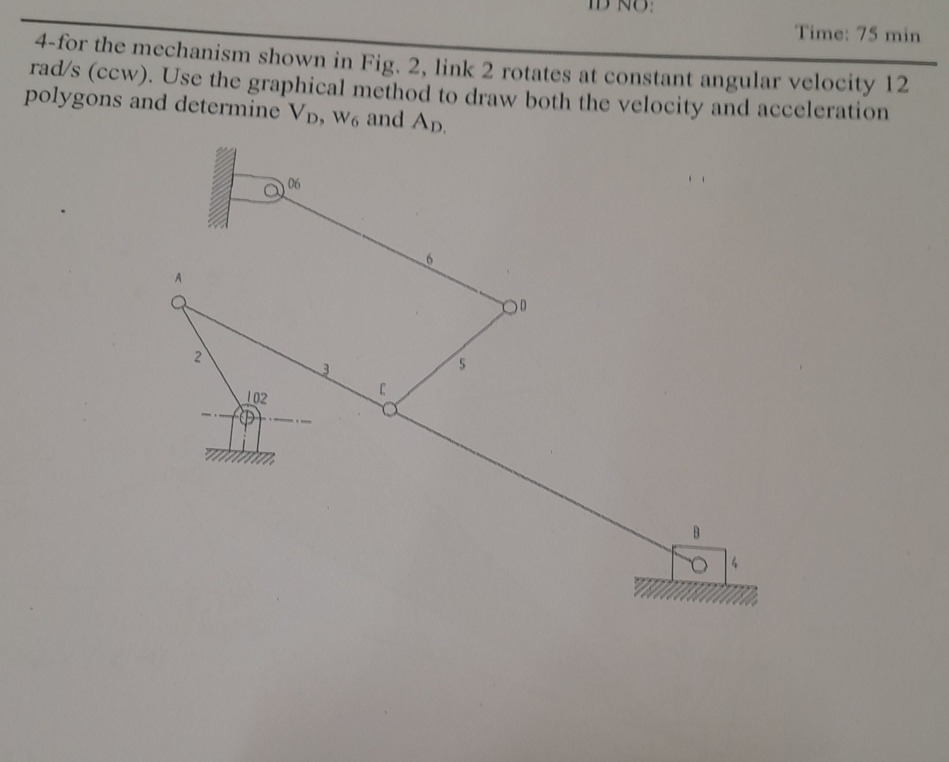 Time: 7 5 min 4 - for the mechanism shown in Fig.
