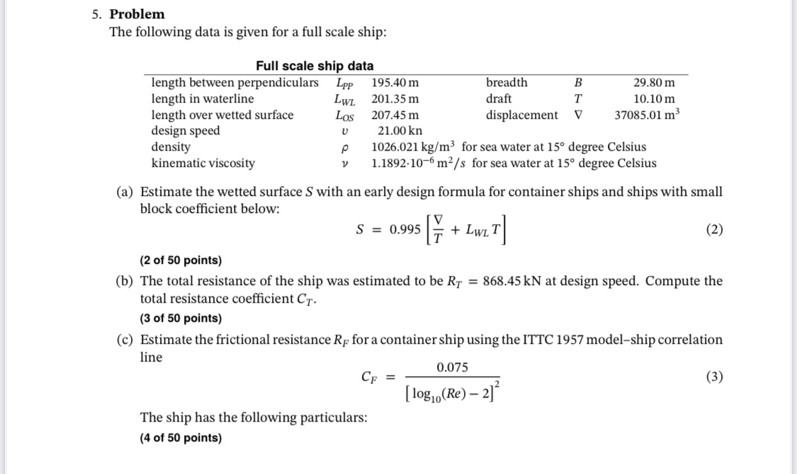 Problem The following data is given for a full