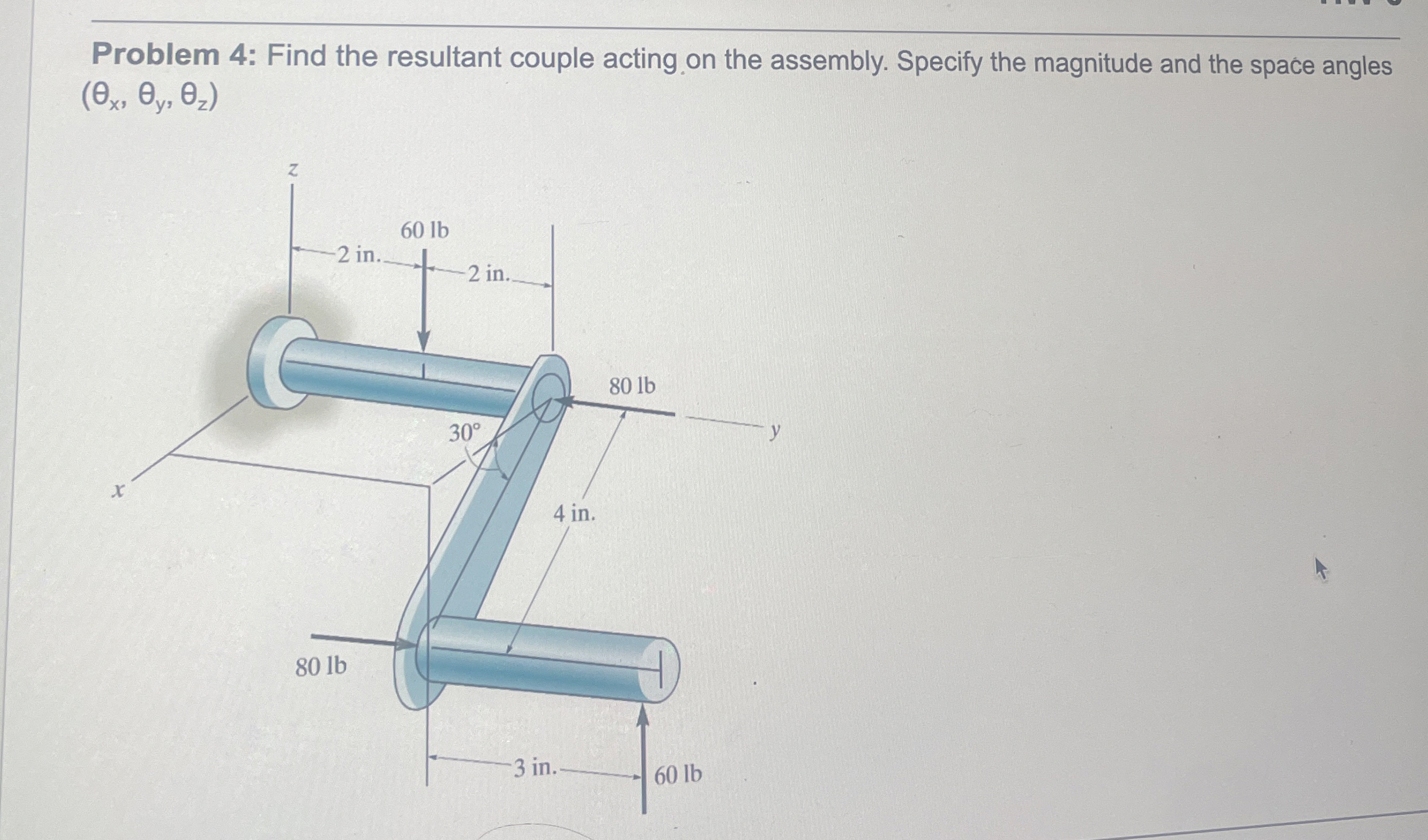 Problem 4 : Find the resultant couple acting on