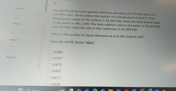 An ideal Rankine cycle operates between pressures