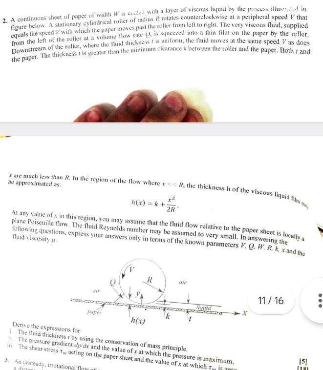 A continuous sheet of paper of width W is cuated