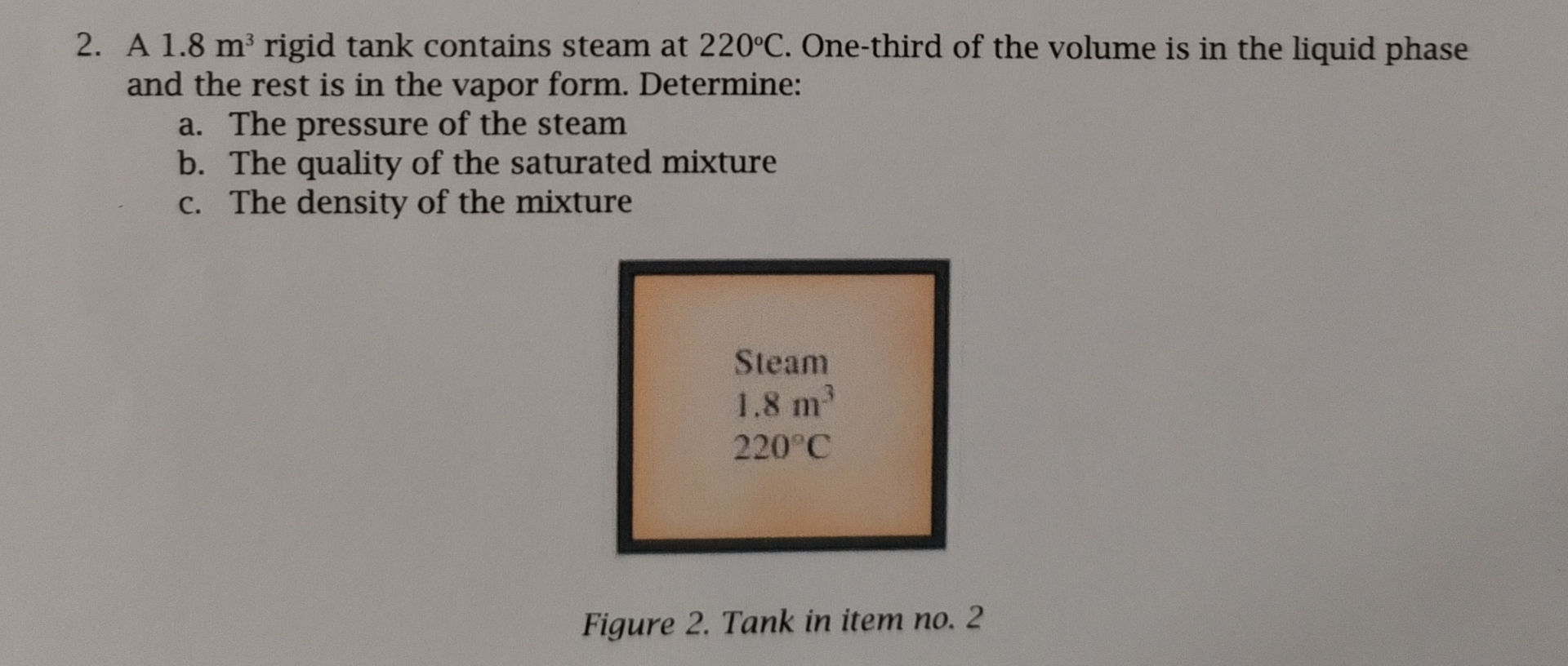 A 1 . 8 m 3 rigid tank contains steam at 2 2 0 C