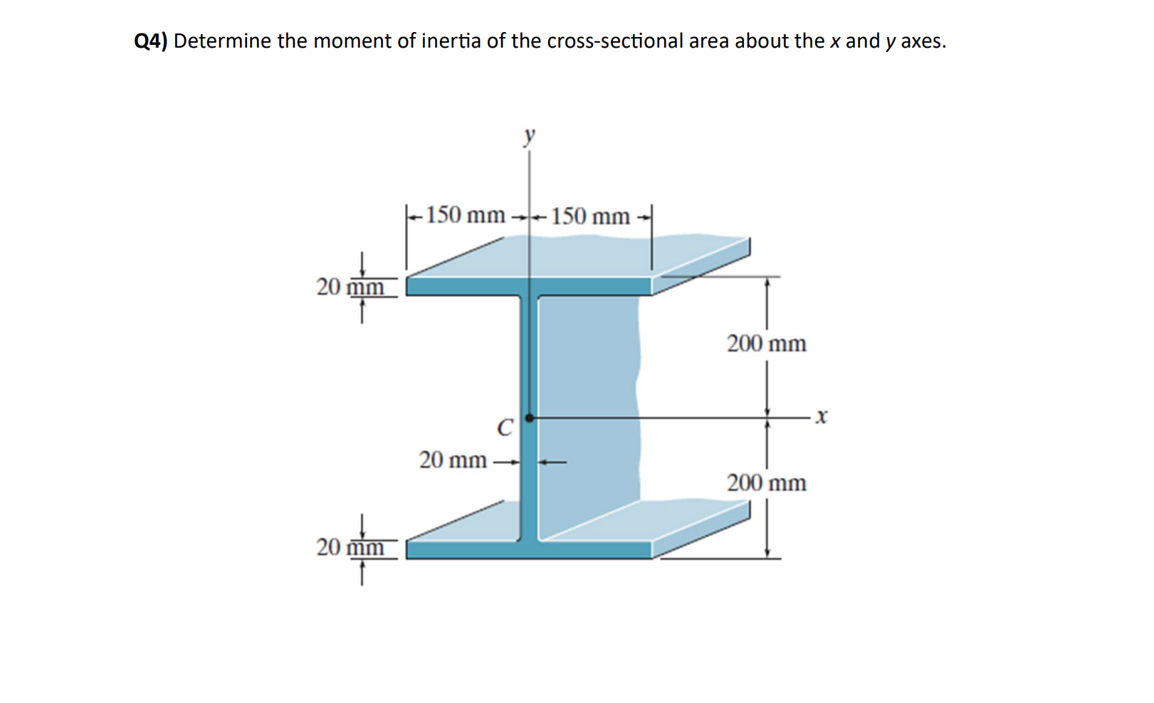 Q 4 ) Determine the moment of inertia of the