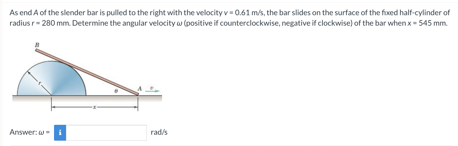 As end A of the slender bar is pulled to the