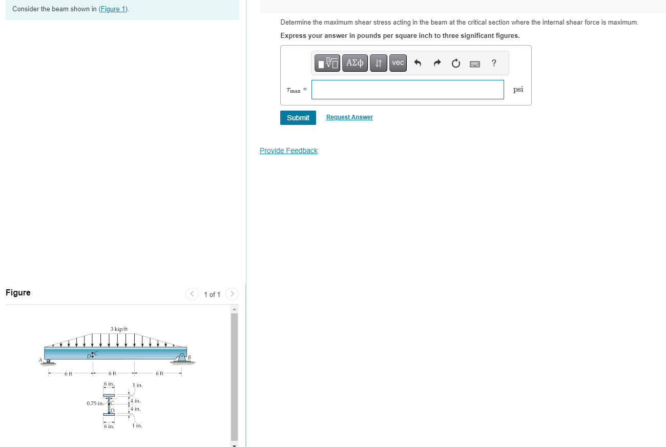 Consider the beam shown in ( Figure 1 ) .