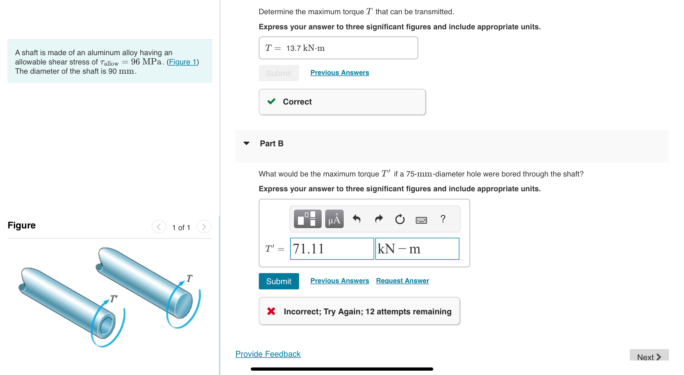 Determine the maximum torque T that can be