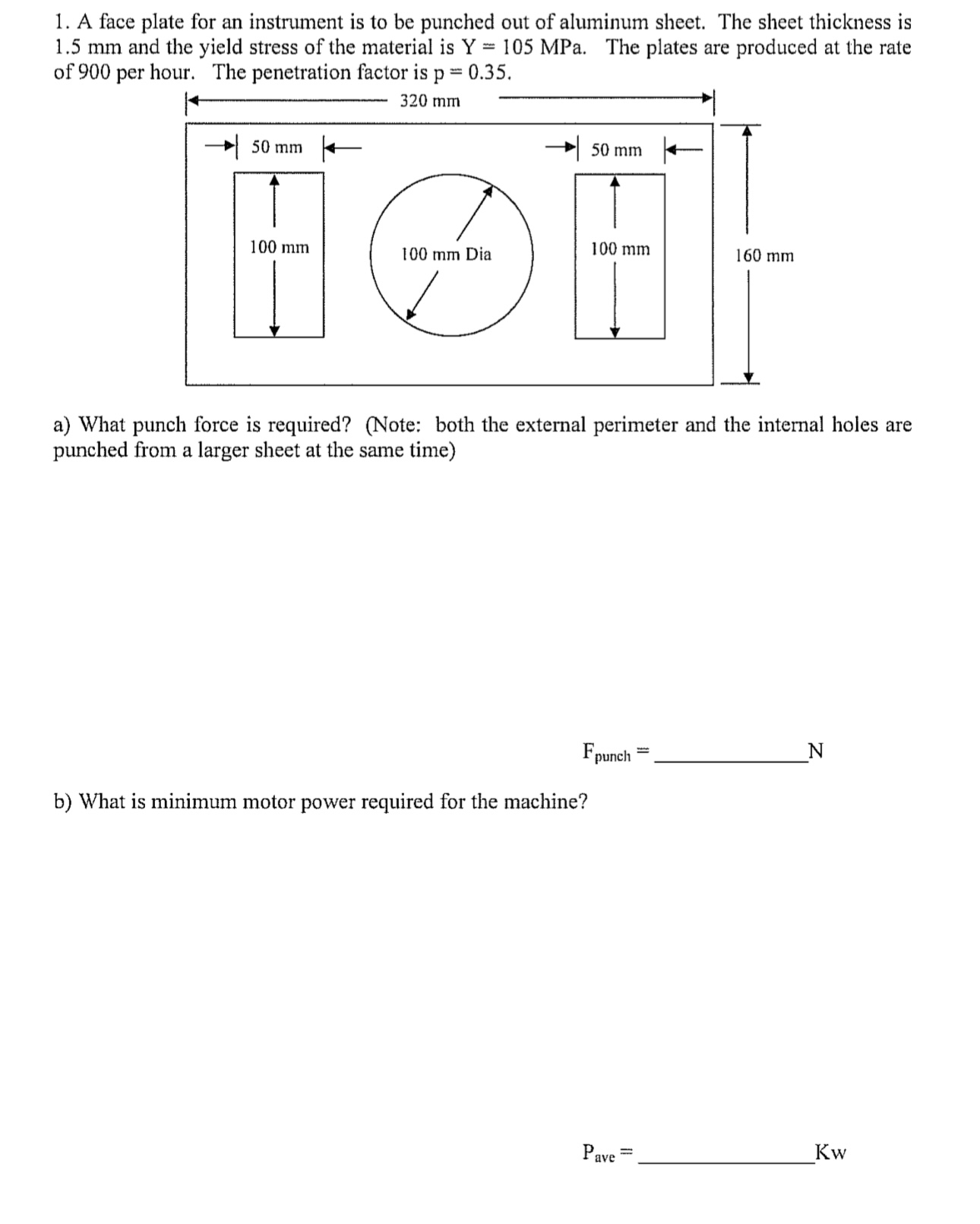 A face plate for an instrument is to be punched
