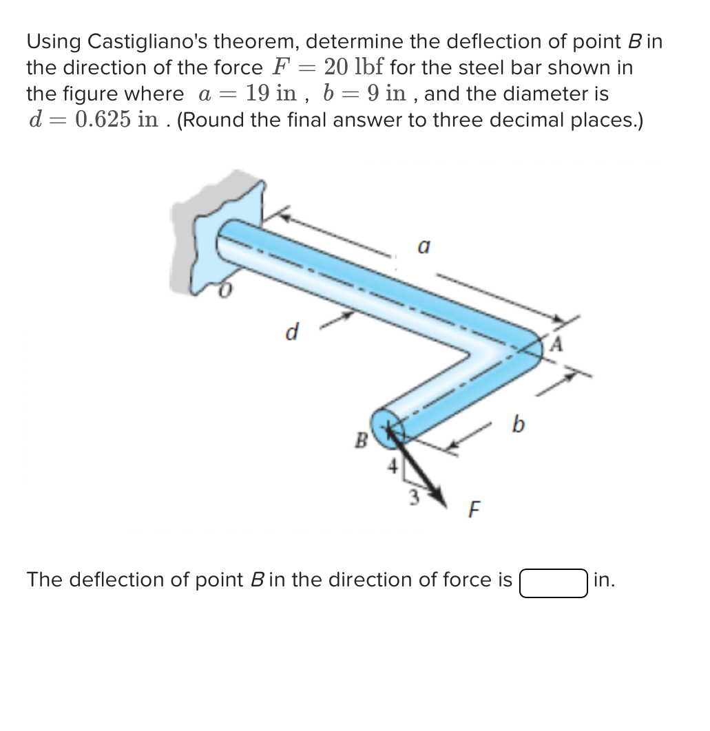 Using Castigliano's theorem, determine the