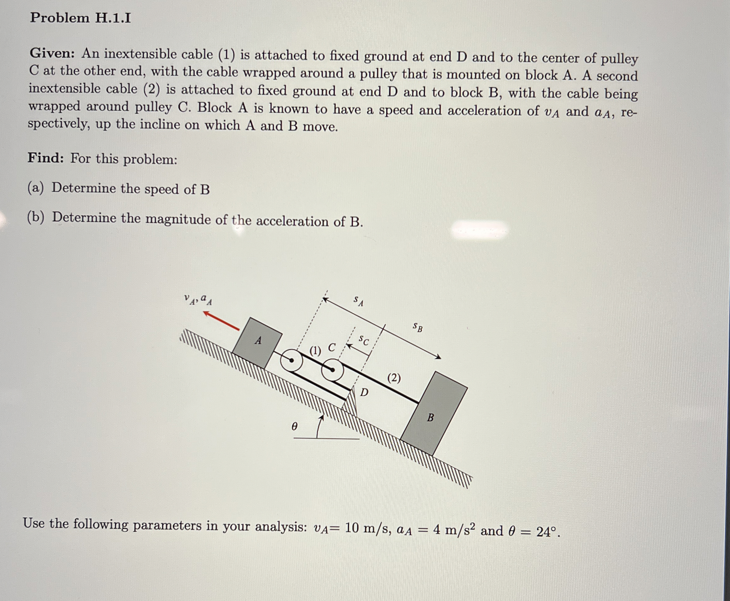 Problem H . 1 . I Given: An inextensible cable (