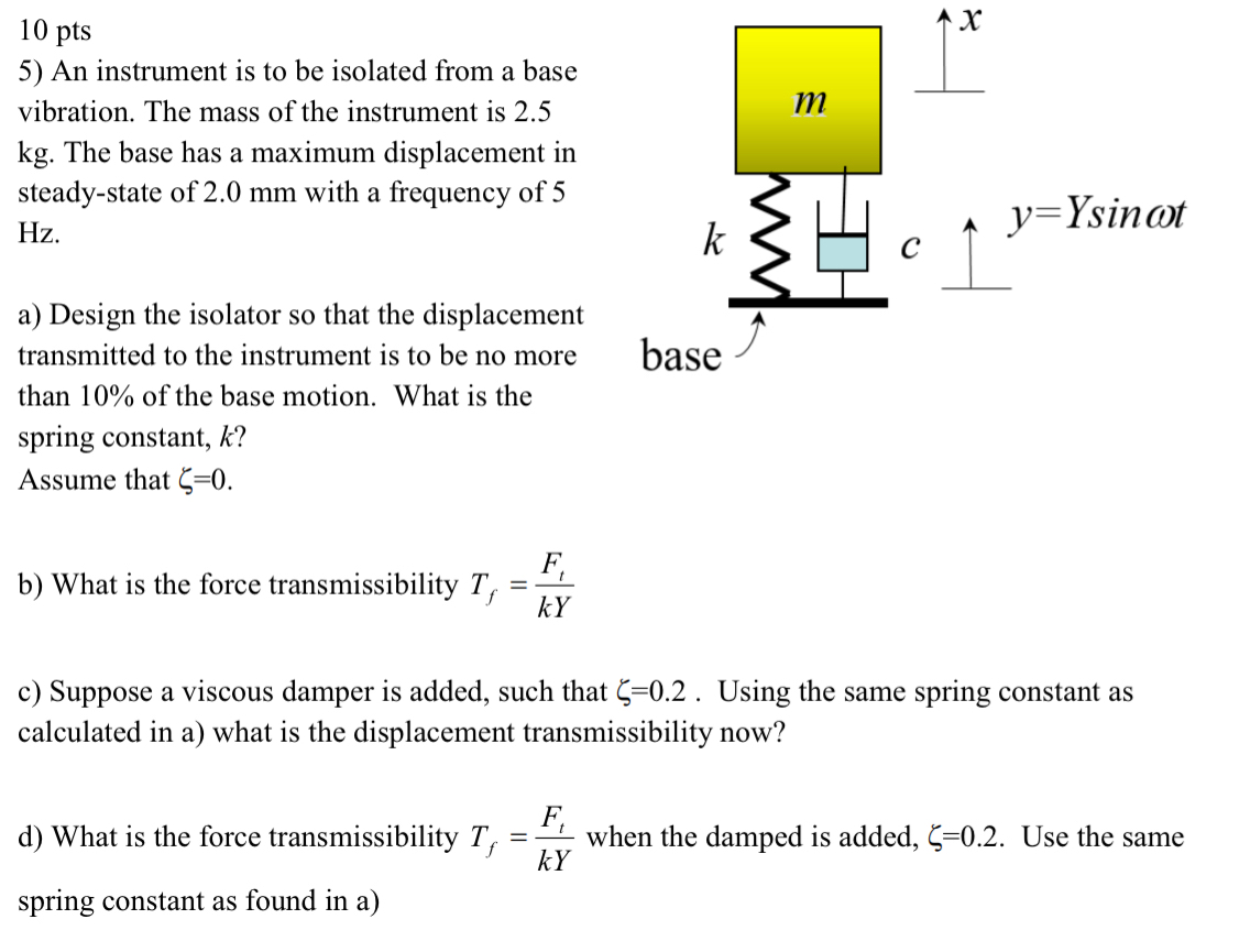 1 0 pts An instrument is to be isolated from a