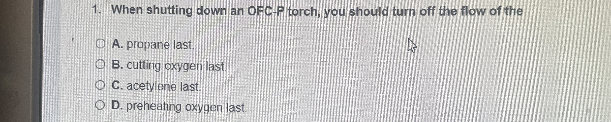 When shutting down an OFC - P torch, you should
