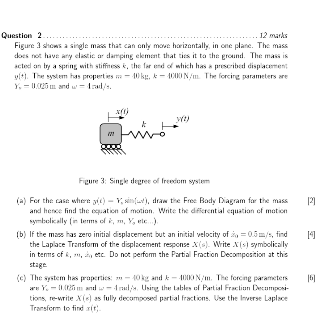 Question 2 1 2 marks Figure 3 shows a single mass