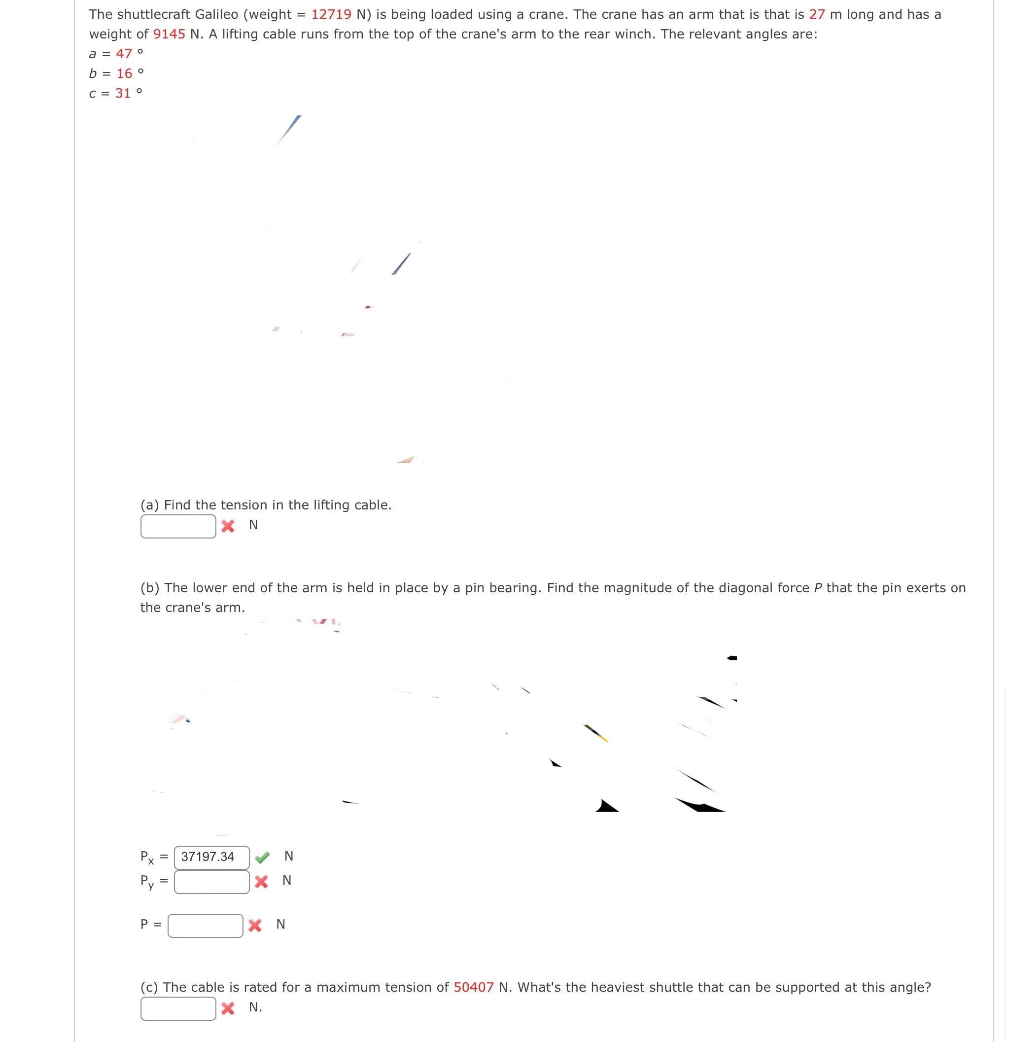 The shuttlecraft Galileo ( weight = 1 2 7 1 9 N )