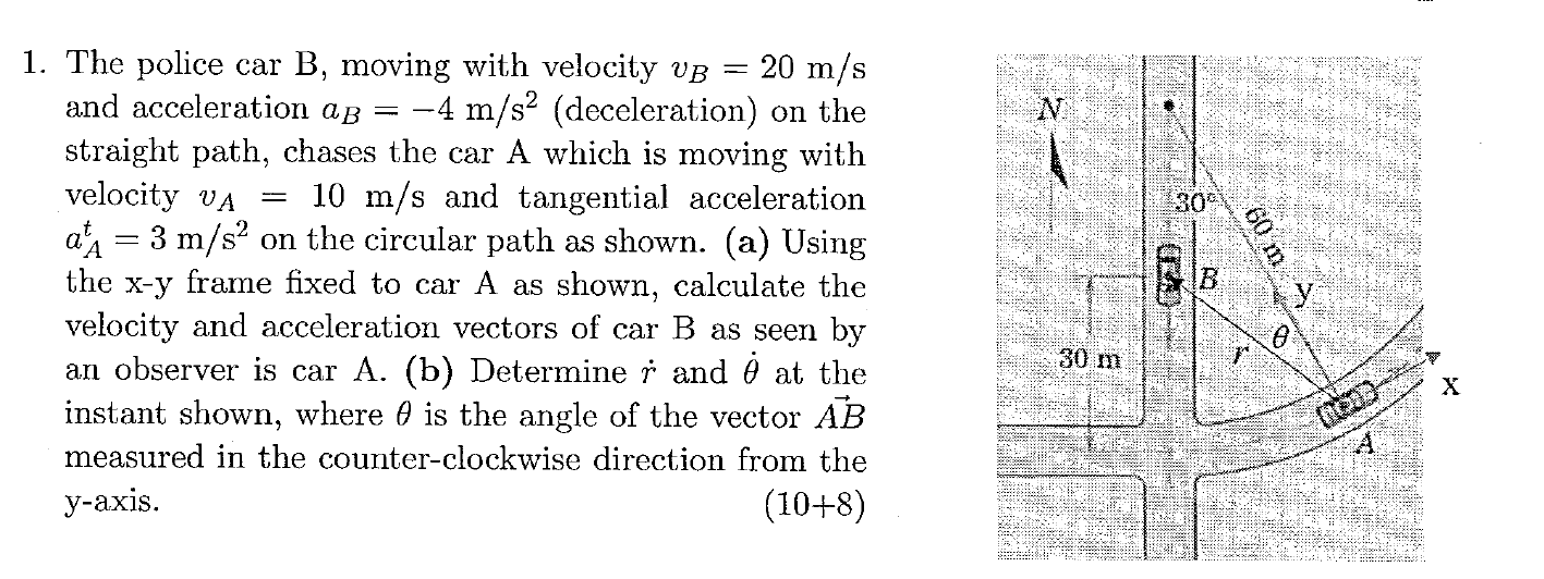 The police car B , moving with velocity v B = 2 0
