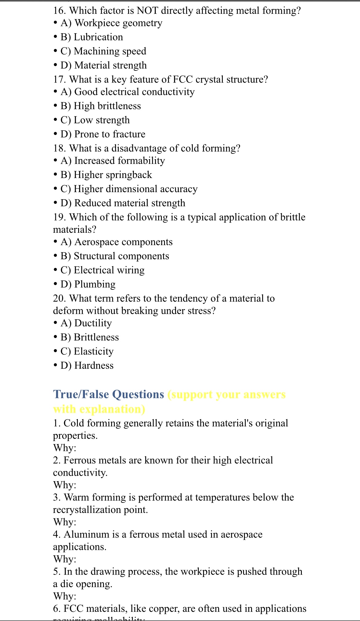 Which factor is NOT directly affecting metal
