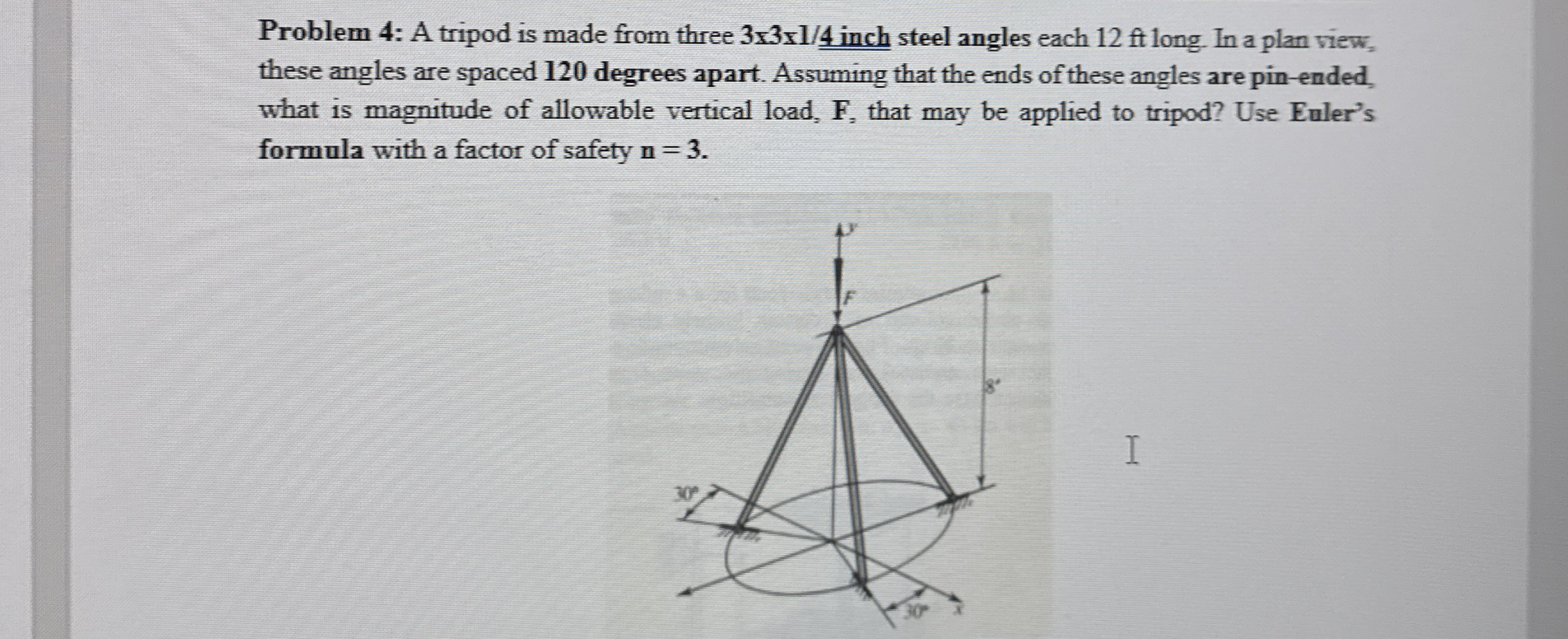 Problem 4 : A tripod is made from three 3 3 1 4