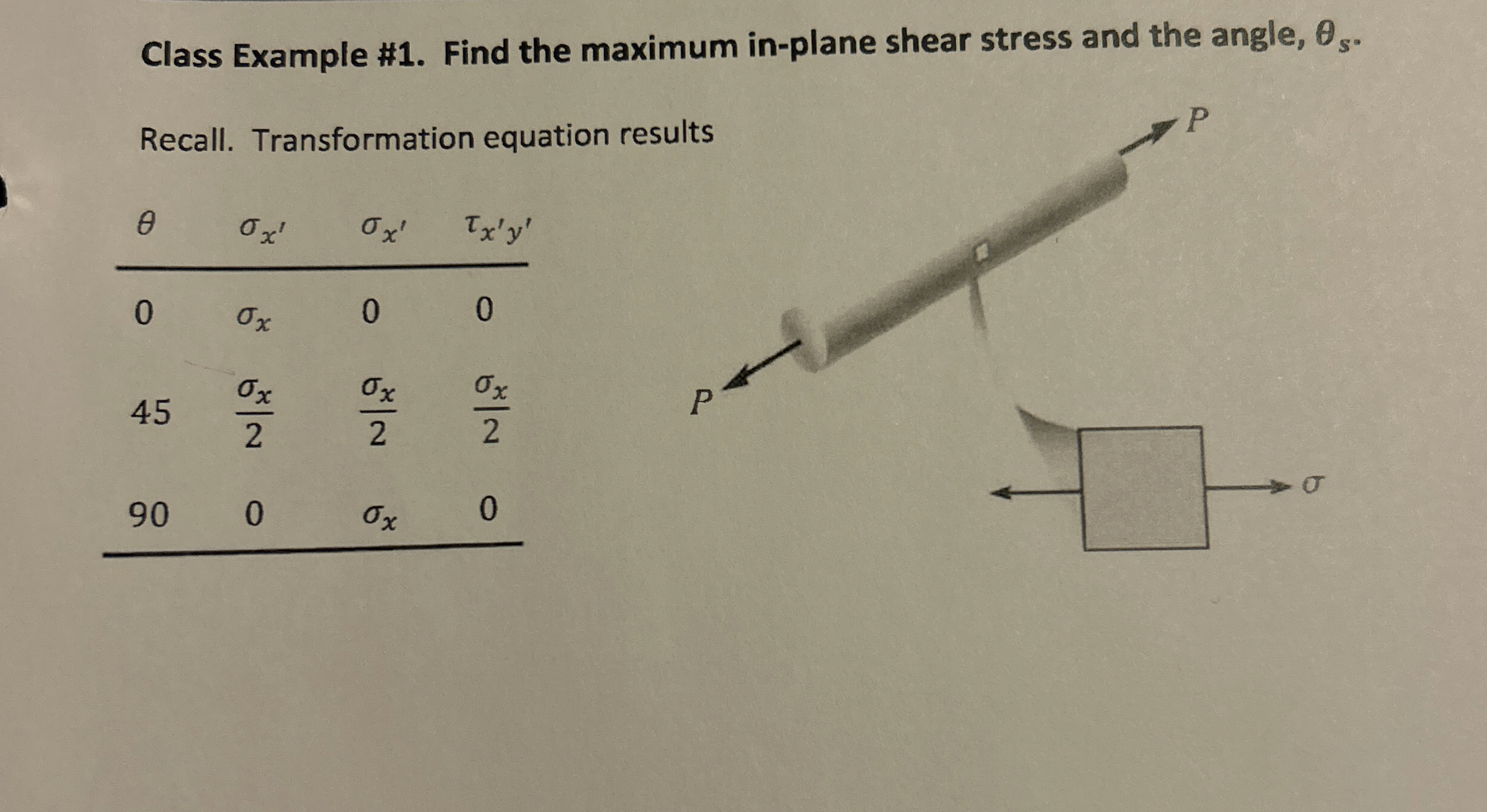 Class Example # 1 . Find the maximum in - plane