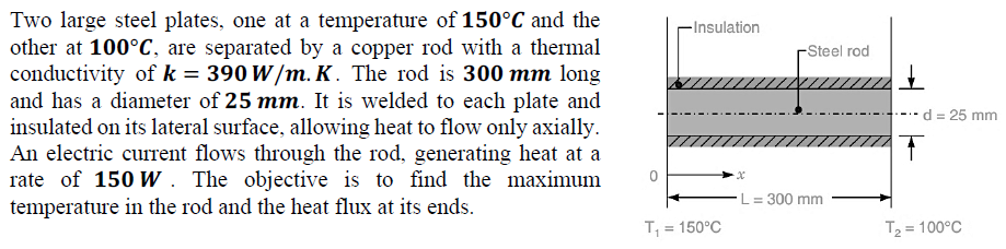 Two large steel plates, one at a temperature of \
