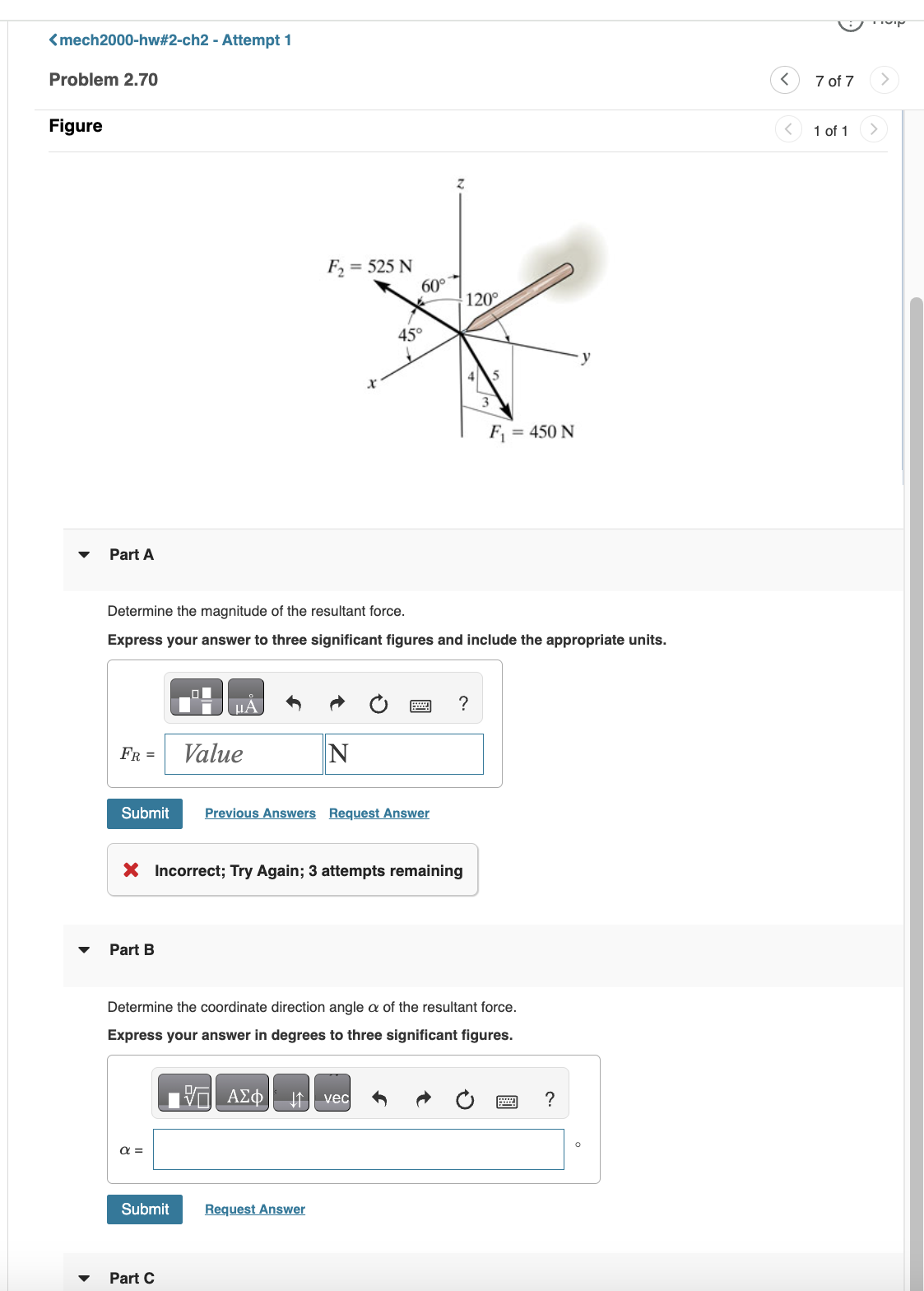 Figure Part B Determine the coordinate direction