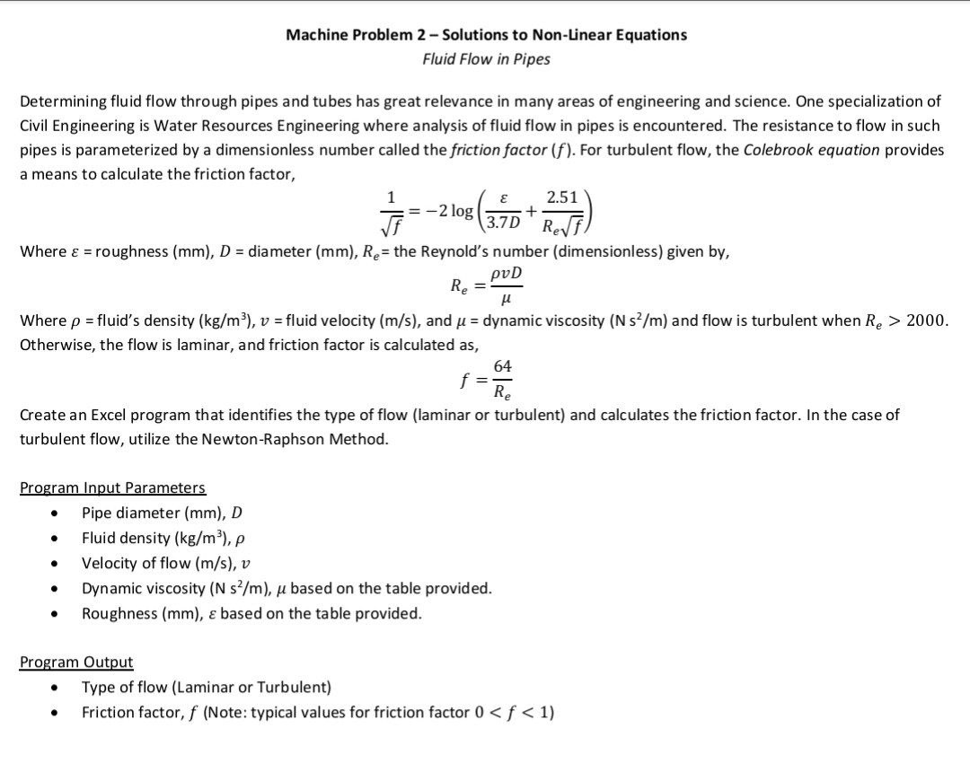 Fluid Flow in Pipes Table for Viscosity of