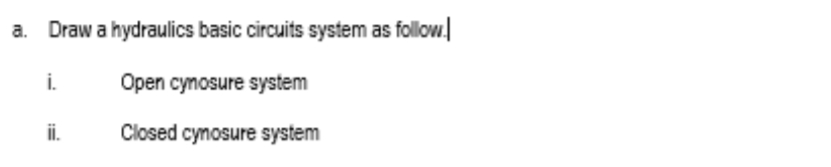 a . Draw a hydraulics basic circuits system as