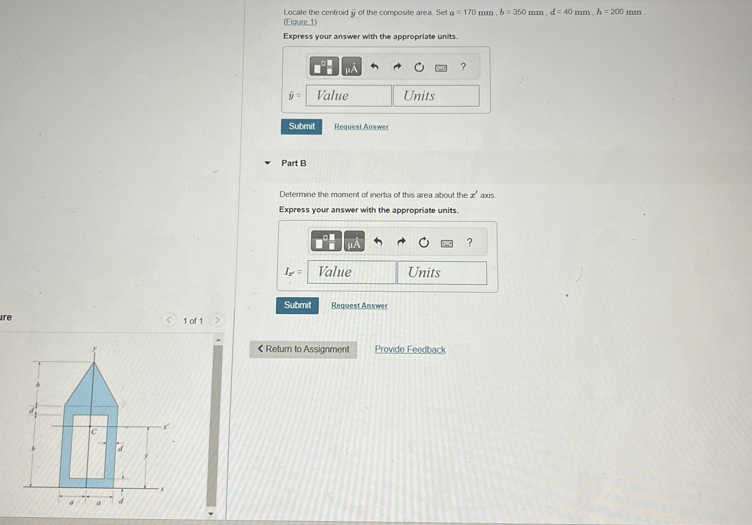Locate the centroid ? b a r ( y ) of the