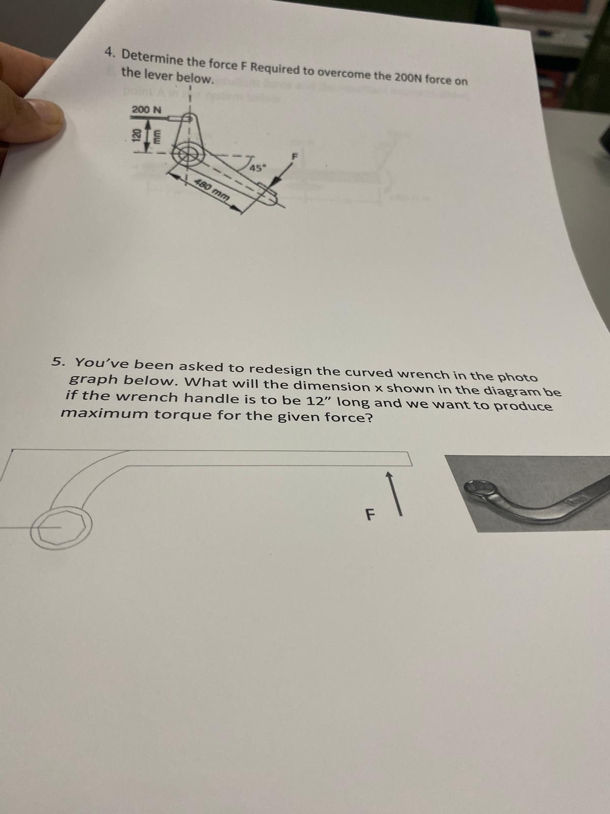 Determine the force F Required to overcome the 2