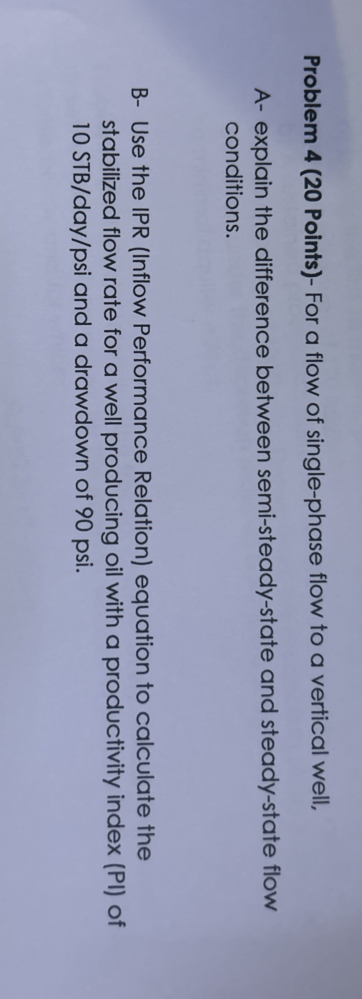 Problem 4 ( 2 0 Points ) - For a flow of single -
