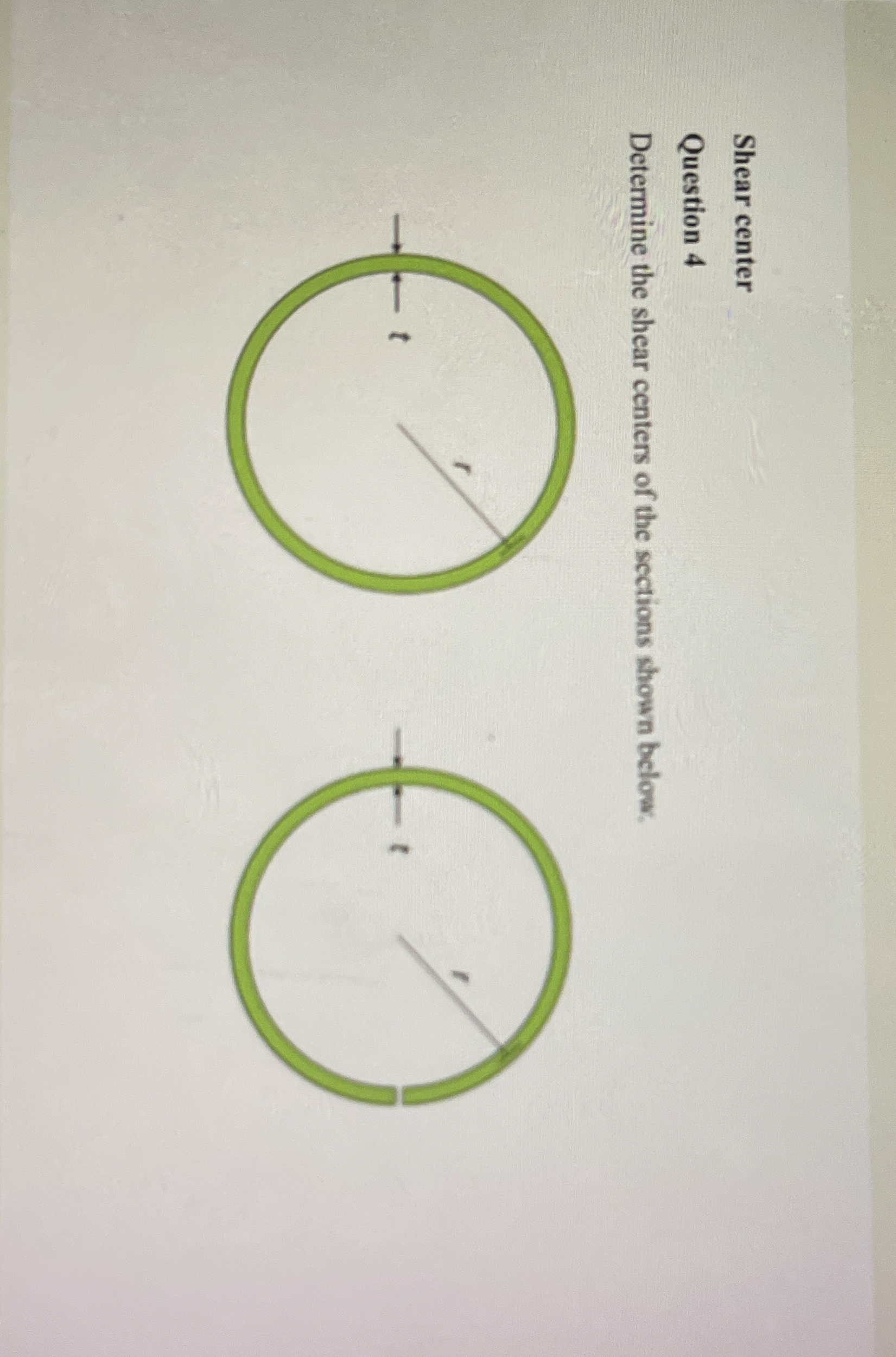 Locate the shear center S of the thin - walled
