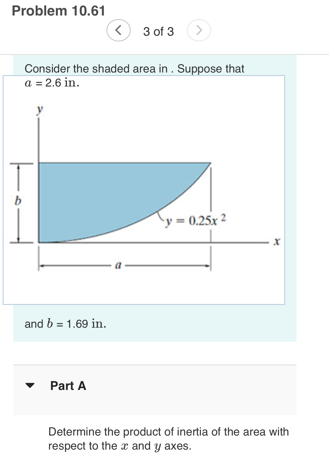 Problem 1 0 . 6 1 3 of 3 Consider the shaded area