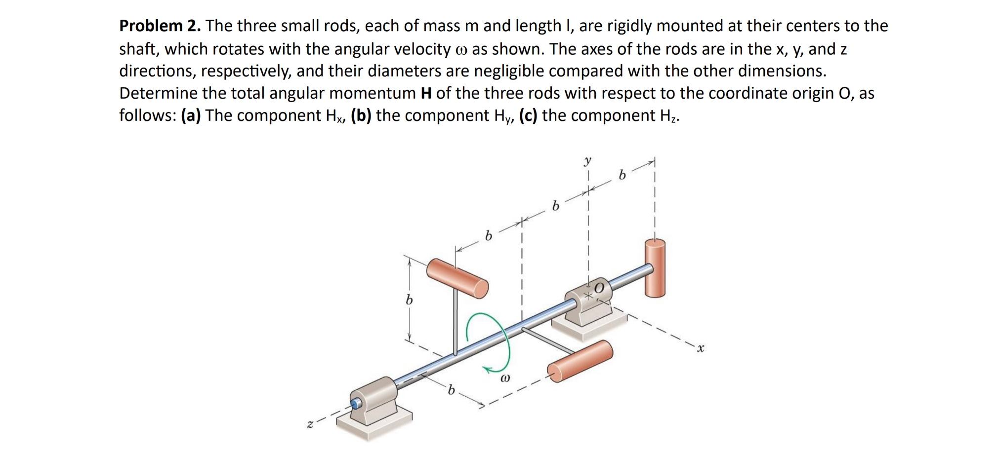 Problem 2 . The three small rods, each of mass \