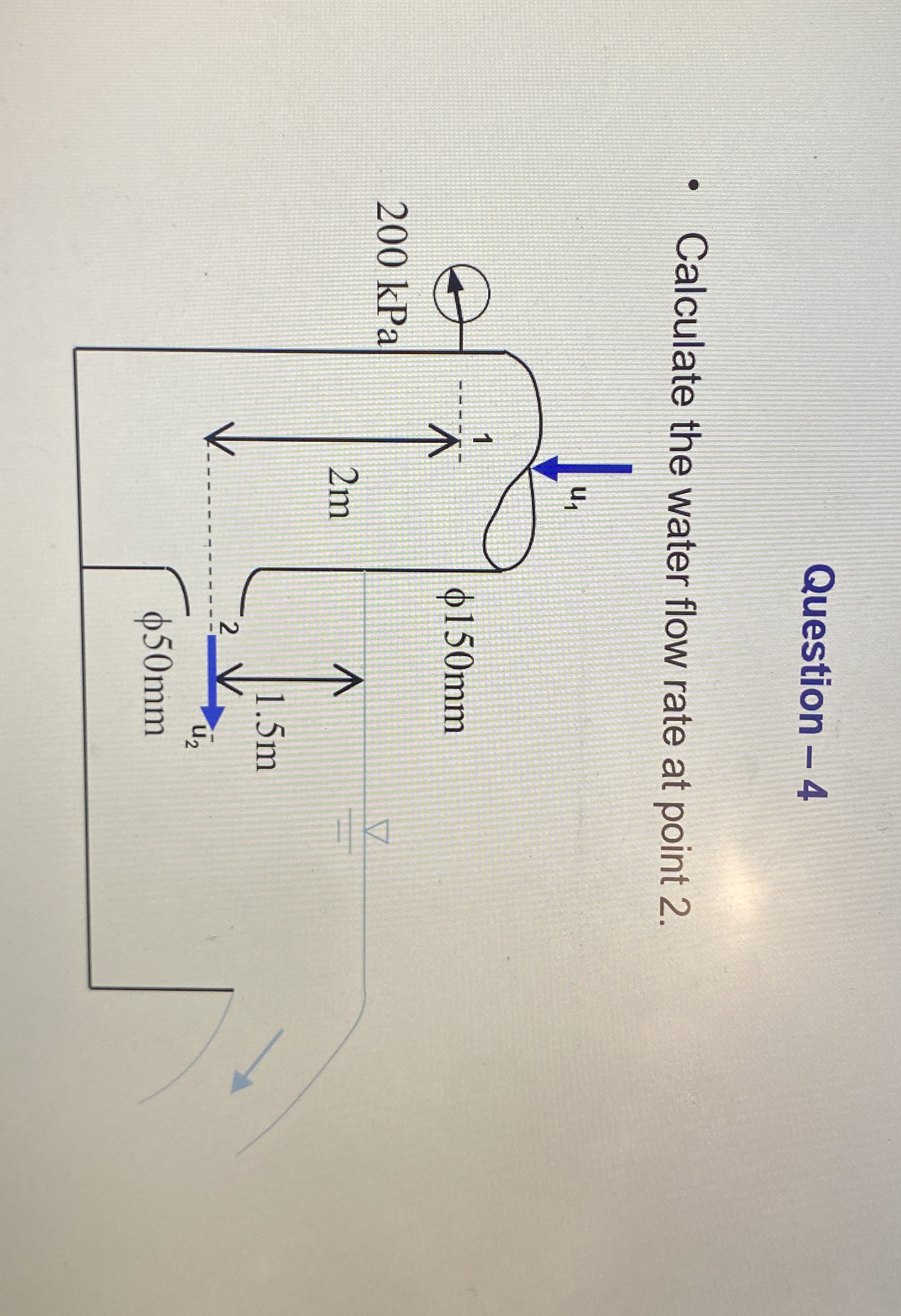 Question - 4 Calculate the water flow rate at