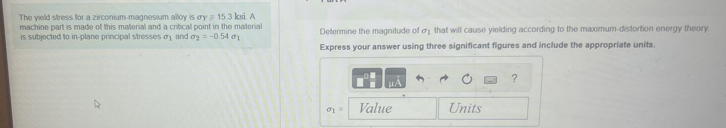 The yield stress for a zirconium - magnesium