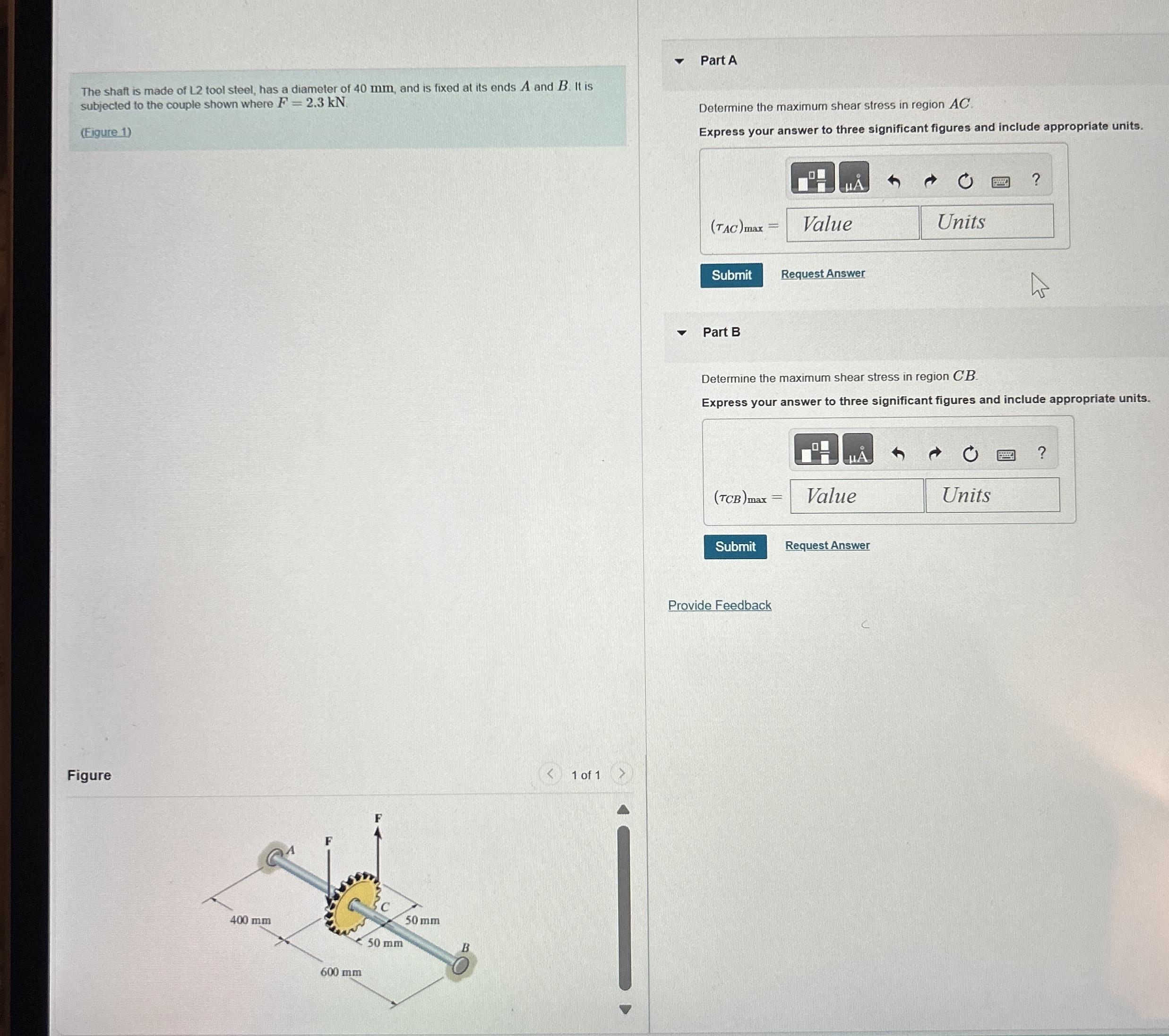 The shaft is made of L 2 tool steel, has a