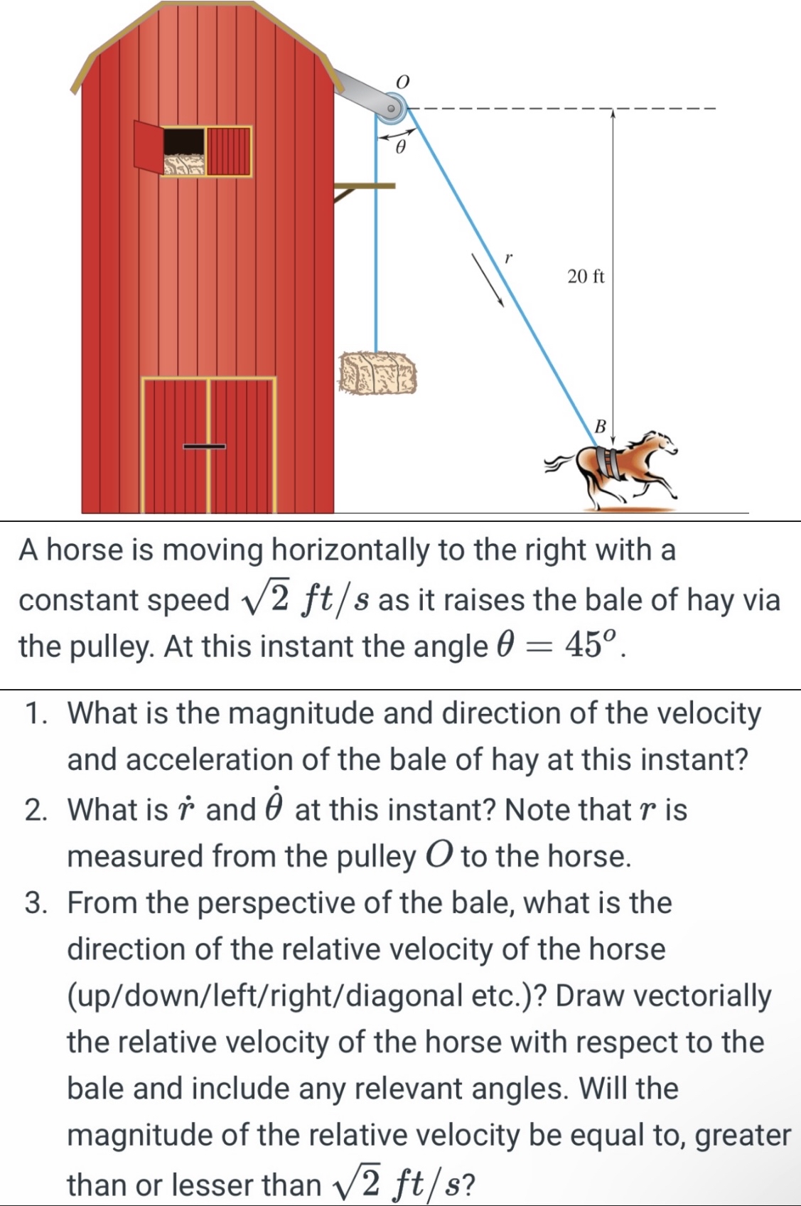 A horse is moving horizontally to the right with