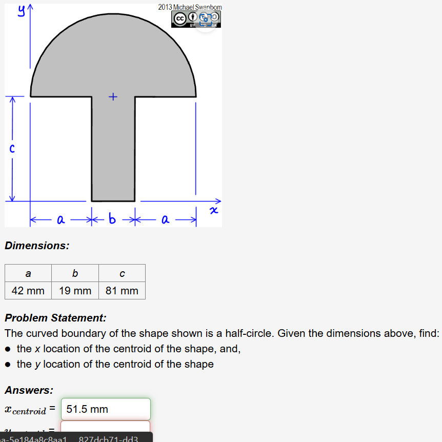 Find the y centroid Dimensions: \ table [ [ a , b