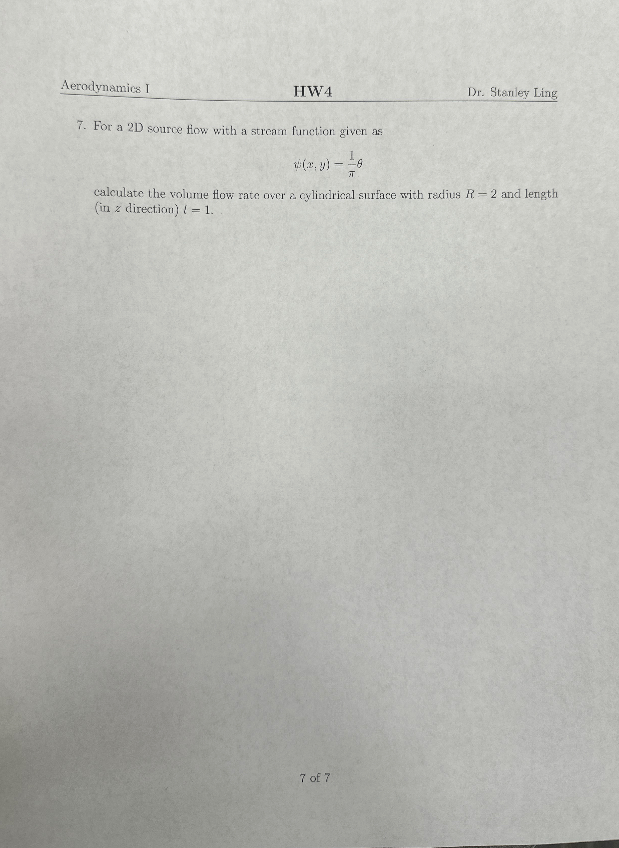 For a 2 D source flow with a stream function