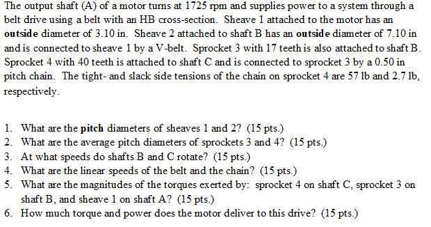 The output shaft ( A ) of a motor turns at 1 7 2