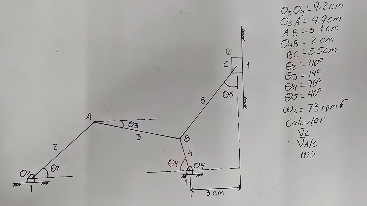 Determinar las velocidades lineales y angulares